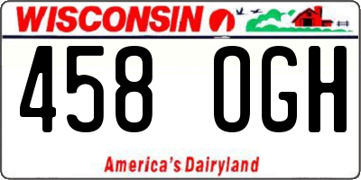WI license plate 458OGH