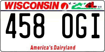 WI license plate 458OGI