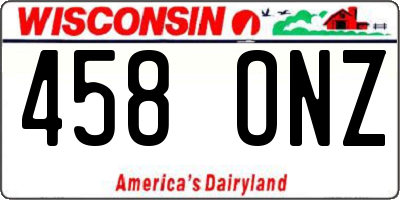WI license plate 458ONZ
