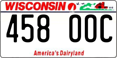WI license plate 458OOC