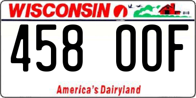 WI license plate 458OOF