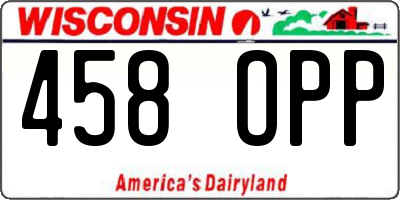 WI license plate 458OPP