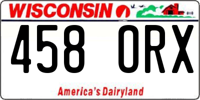 WI license plate 458ORX