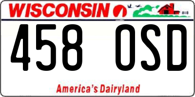WI license plate 458OSD