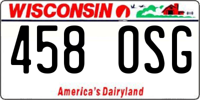 WI license plate 458OSG