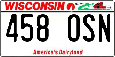 WI license plate 458OSN