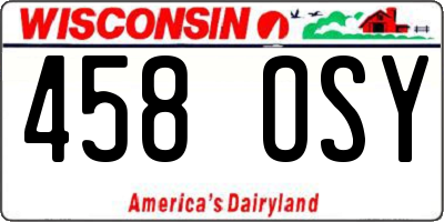 WI license plate 458OSY