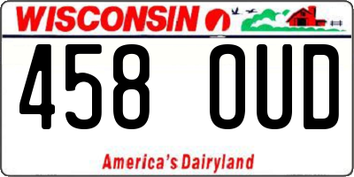 WI license plate 458OUD