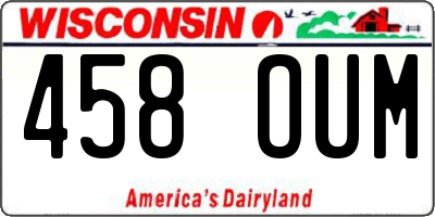 WI license plate 458OUM