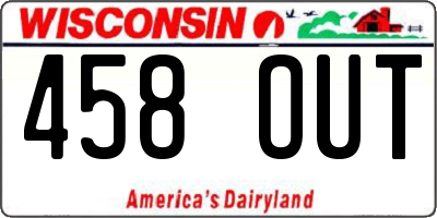 WI license plate 458OUT
