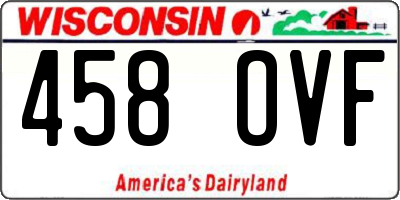 WI license plate 458OVF