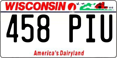 WI license plate 458PIU