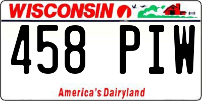 WI license plate 458PIW