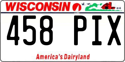 WI license plate 458PIX