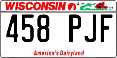 WI license plate 458PJF