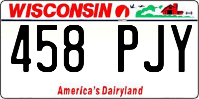 WI license plate 458PJY