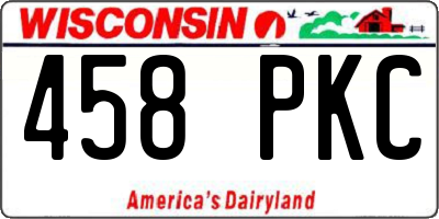WI license plate 458PKC