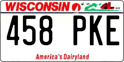 WI license plate 458PKE