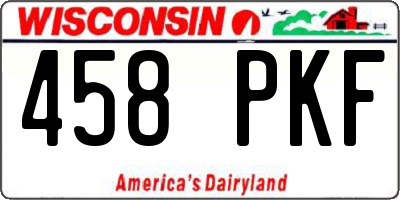 WI license plate 458PKF