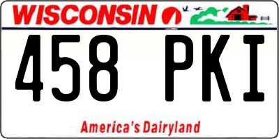 WI license plate 458PKI