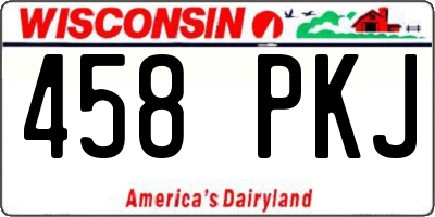 WI license plate 458PKJ