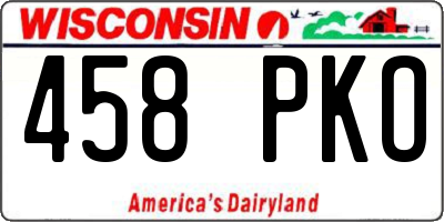 WI license plate 458PKO