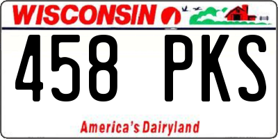 WI license plate 458PKS