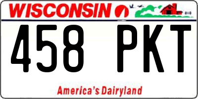 WI license plate 458PKT