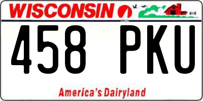 WI license plate 458PKU
