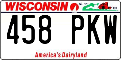 WI license plate 458PKW