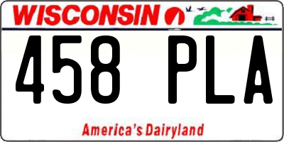 WI license plate 458PLA