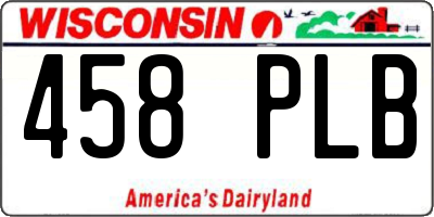 WI license plate 458PLB