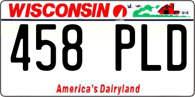 WI license plate 458PLD