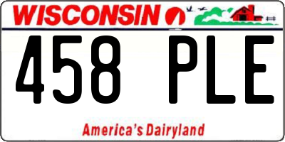 WI license plate 458PLE