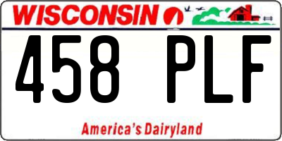 WI license plate 458PLF