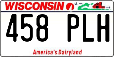 WI license plate 458PLH