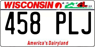 WI license plate 458PLJ