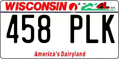 WI license plate 458PLK