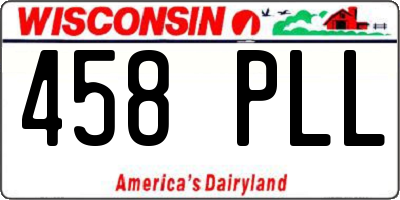 WI license plate 458PLL