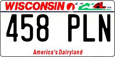 WI license plate 458PLN