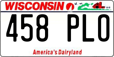 WI license plate 458PLO