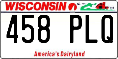 WI license plate 458PLQ