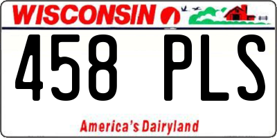 WI license plate 458PLS