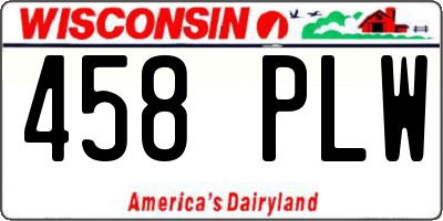 WI license plate 458PLW