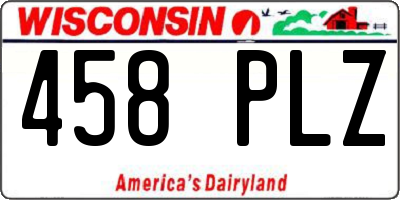 WI license plate 458PLZ
