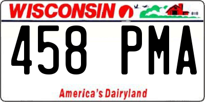 WI license plate 458PMA