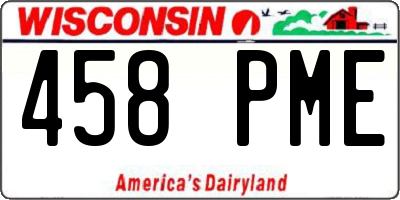 WI license plate 458PME