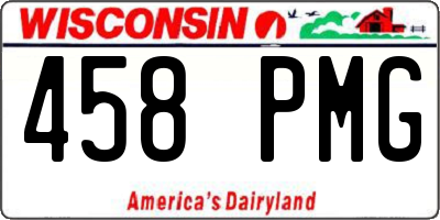 WI license plate 458PMG