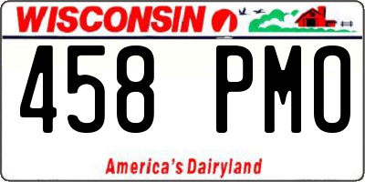 WI license plate 458PMO