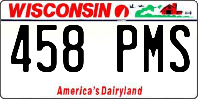 WI license plate 458PMS
